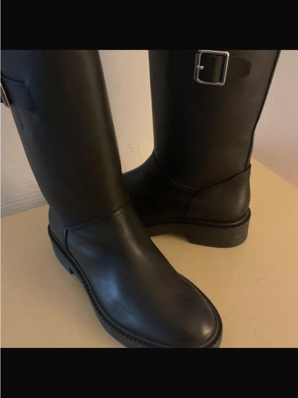 Vince Black mid calf Leather Riding Boots - Picture 6 of 7